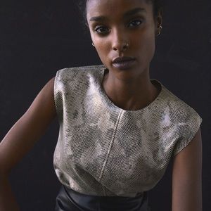 Zara animal print shoulder pad top